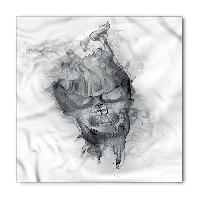 679x679 ambesonne skull bandana, smoky skull grungy art - Skull With Bandana Drawing