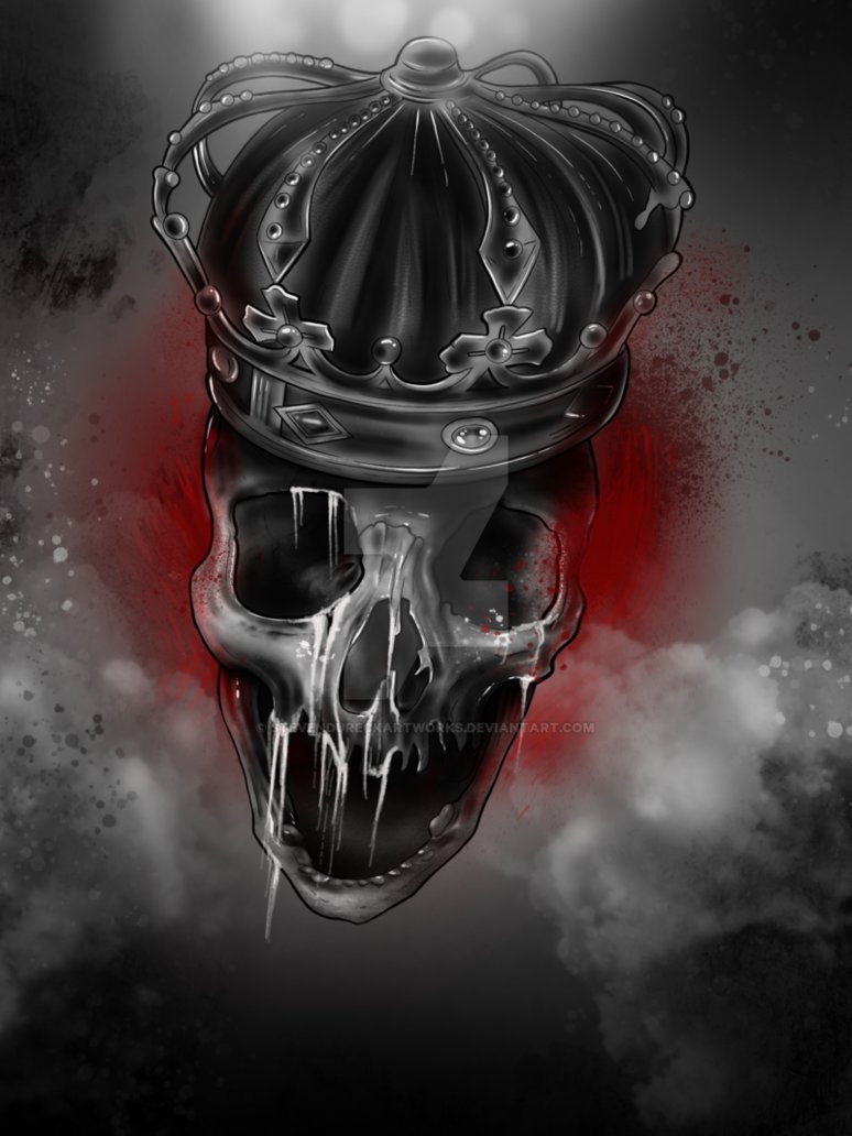 774x1032 Digital Skull Drawing - Skull With Crown Drawing