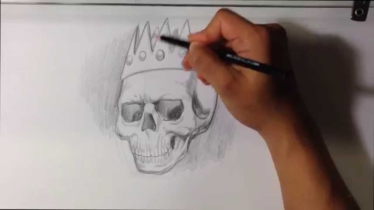 1280x720 How To Draw A Skull With A Crown - Skull With Crown Drawing