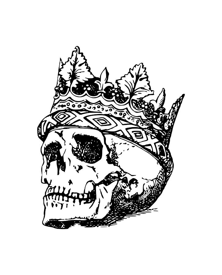 726x900 Skull Crown Drawing - Skull With Crown Drawing