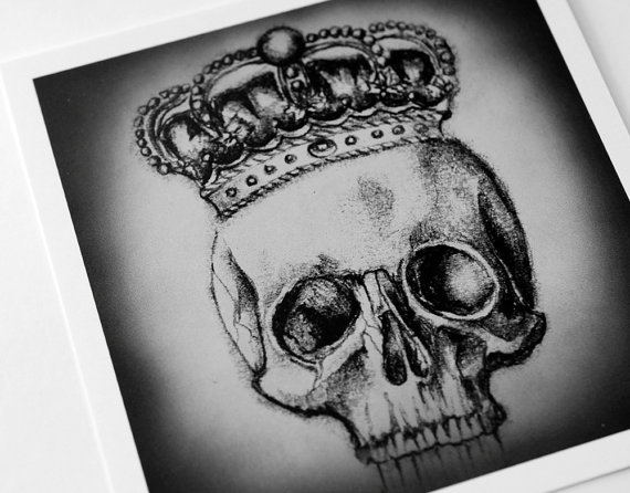 570x446 Square Art Print Skull With Crown - Skull With Crown Drawing