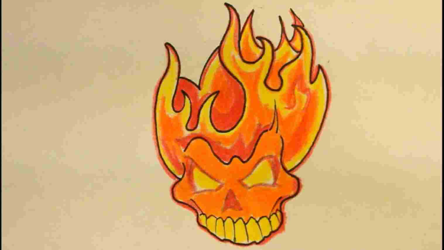 1517x853 Easy Drawing Of Fire Flames Drawing Refs Drawings - Skull With Flames Drawing