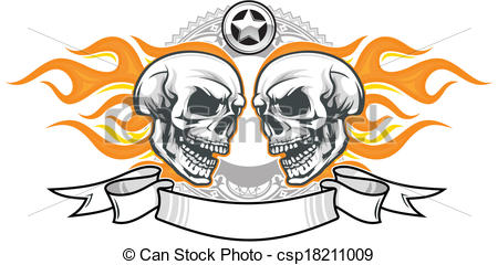 450x240 Flaming Skull Clip Art - Skull With Flames Drawing