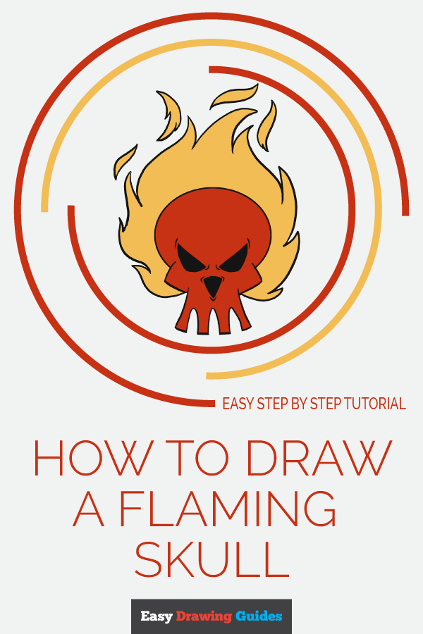 600x900 How To Draw A Flaming Skull - Skull With Flames Drawing