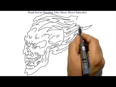480x360 How To Draw A Skull In Flames - Skull With Flames Drawing