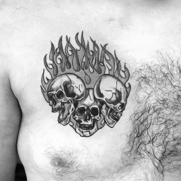 599x599 Flaming Skull Tattoos For Men - Skull With Flames Drawing