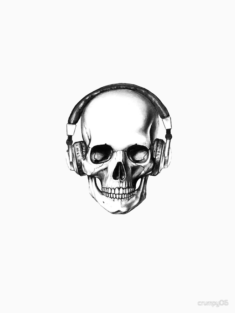 750x1000 Skull Headphones T Shirt - Skull With Headphones Drawing