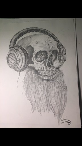288x512 Skull, Headphones, Beard, And Celtic Knot Art Amino - Skull With Headphones Drawing