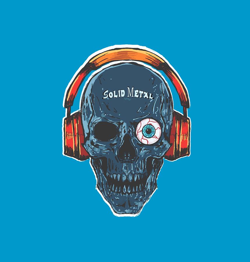 858x900 Skull With Headphones Drawing - Skull With Headphones Drawing