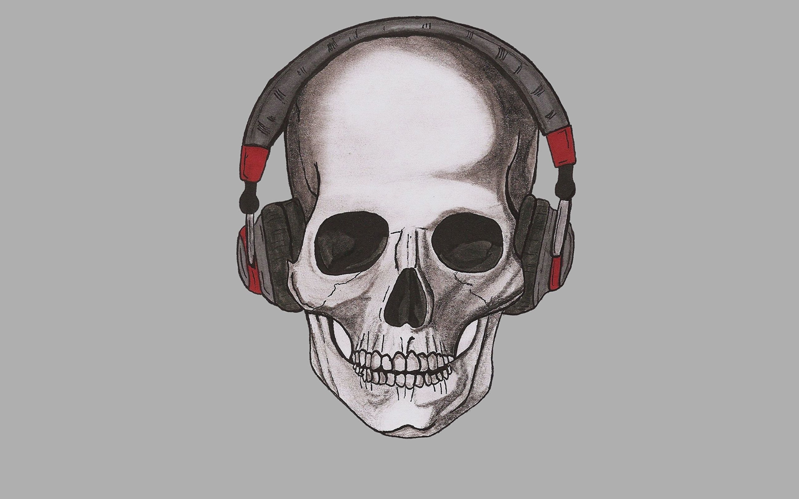 2560x1600 Skull With Headphones Wallpapers - Skull With Headphones Drawing
