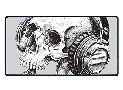 425x313 Hand Drawn Sketch Of Skull And Headphones Mouse Pad - Skull With Headphones Drawing