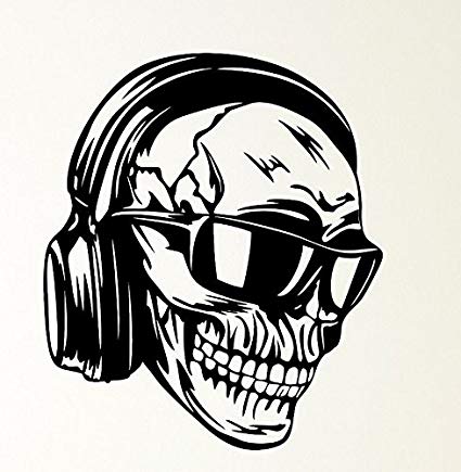 425x435 Skull Headphones Glasses Skeleton Music Wax Seal Stamp - Skull With Headphones Drawing
