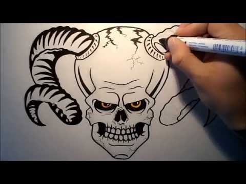 480x360 how to draw a skull with horns - Skull With Horns Drawing