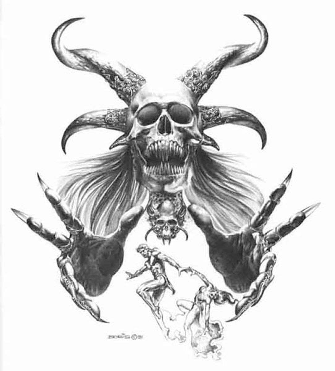 demon skull sketch