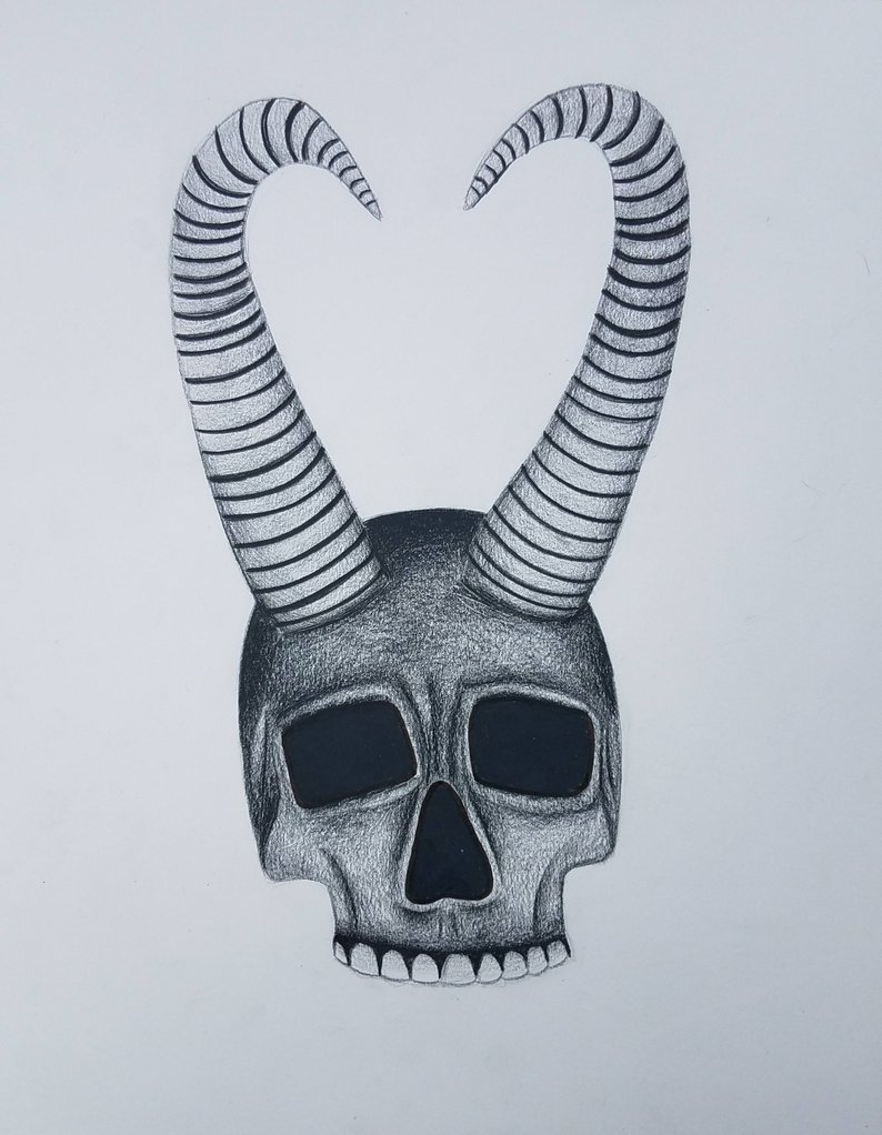 794x1022 skull art skull horn art horns drawing horror art dark etsy - Skull With Horns Drawing