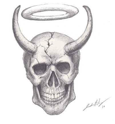 403x435 skull with horns drawing - Skull With Horns Drawing