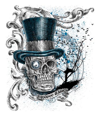 409x480 magic skull top hat white tee shirt - Skull With Top Hat Drawing