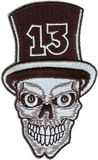 339x550 Novelty Iron On Patch - Skull With Top Hat Drawing