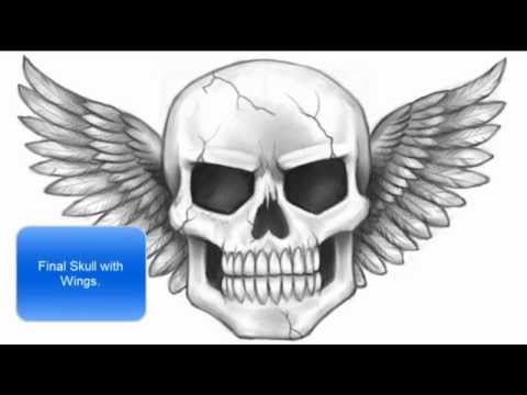 480x360 How To Draw A Skull With Wings - Skull With Wings Drawing