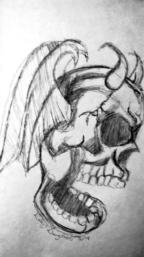 505x900 Skull And Wings Drawing - Skull With Wings Drawing