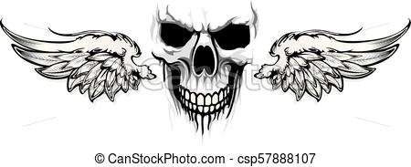 450x183 skulls wings illustrations and clip art skulls wings - Skull With Wings Drawing