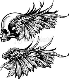 236x268 Best Skull With Wings Tattoo Designs Images Wing Tattoo - Skull With Wings Drawing