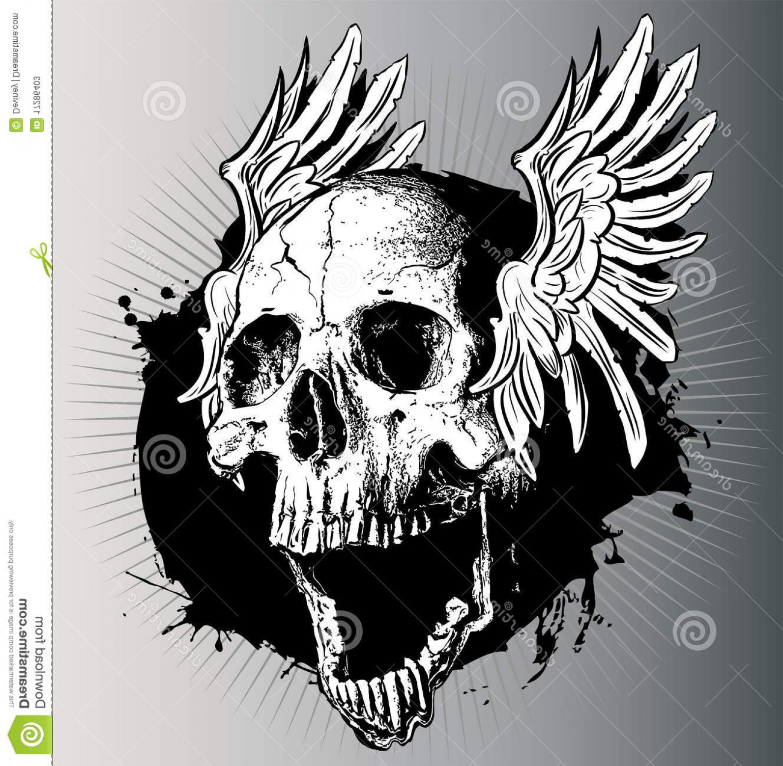 1593x1560 Stock Photos Vector Skull Wings Image Soidergi - Skull With Wings Drawing