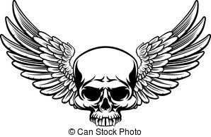 298x194 Winged Skull Vintage Engraved Woodcut Style Grim Reaper Skull - Skull With Wings Drawing