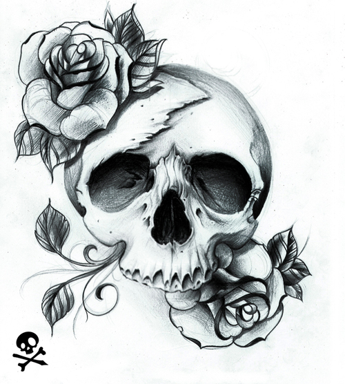 500x556 Crispy Inspired Skull - Skulls And Hearts Drawings