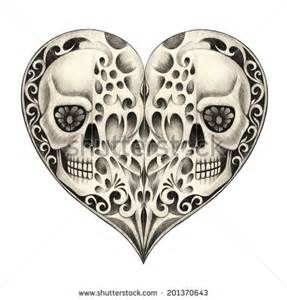 287x300 drawings of skulls and hearts - Skulls And Hearts Drawings