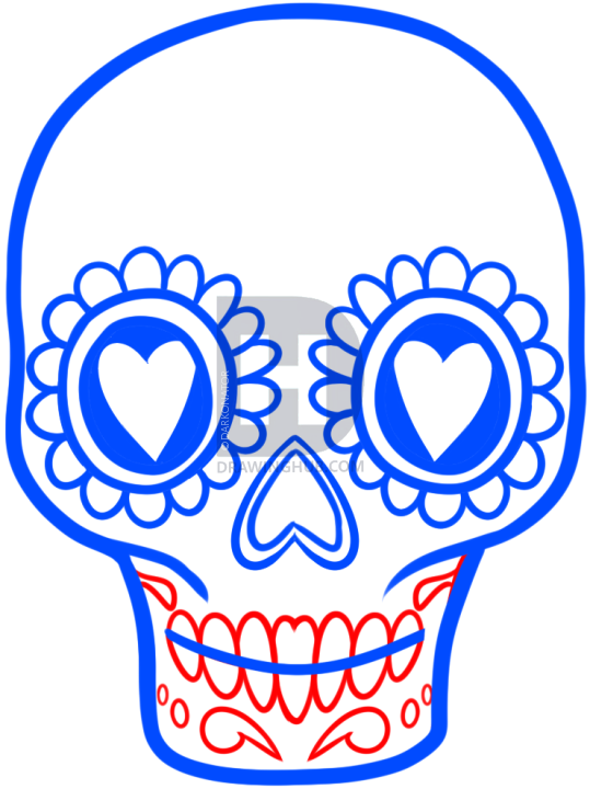 539x720 How To Draw A Sugar Skull Easy, Step - Skulls And Hearts Drawings