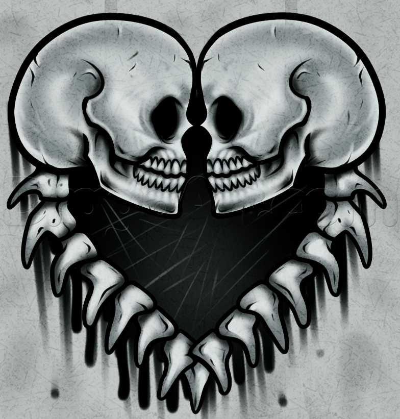 784x821 how to draw skulls, step - Skulls And Hearts Drawings