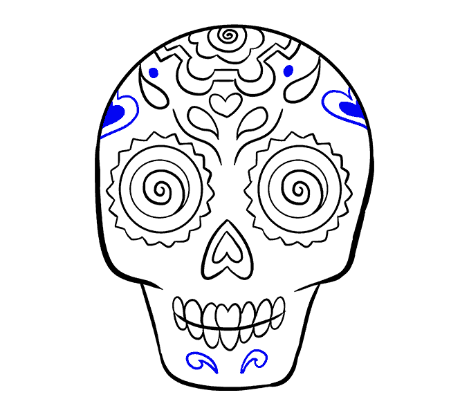 678x600 How To Draw A Sugar Skull Step - Skulls And Hearts Drawings