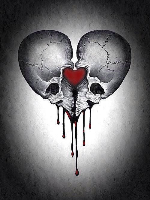 500x667 Skull Hearts Ink Skull Art, Skull, Gothic Art - Skulls And Hearts Drawings