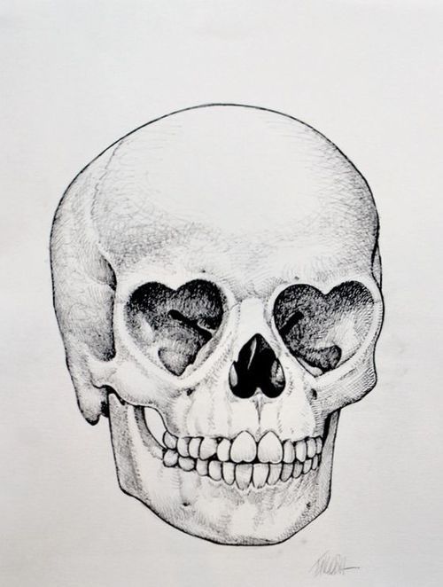 500x662 skull hearts skulls skull sketch, skull, skull art - Skulls And Hearts Drawings