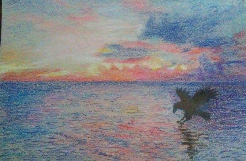 804x525 cotton candy sky color pencil drawing sit back and draw - Sky Drawing Pencil