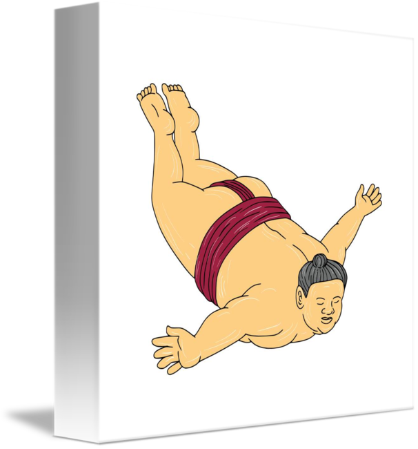606x650 Japanese Sumo Wrestler Skydiving Drawing - Skydiving Drawing