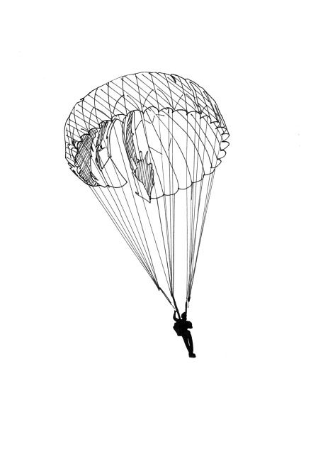 456x640 Parachute Line Drawing - Skydiving Drawing