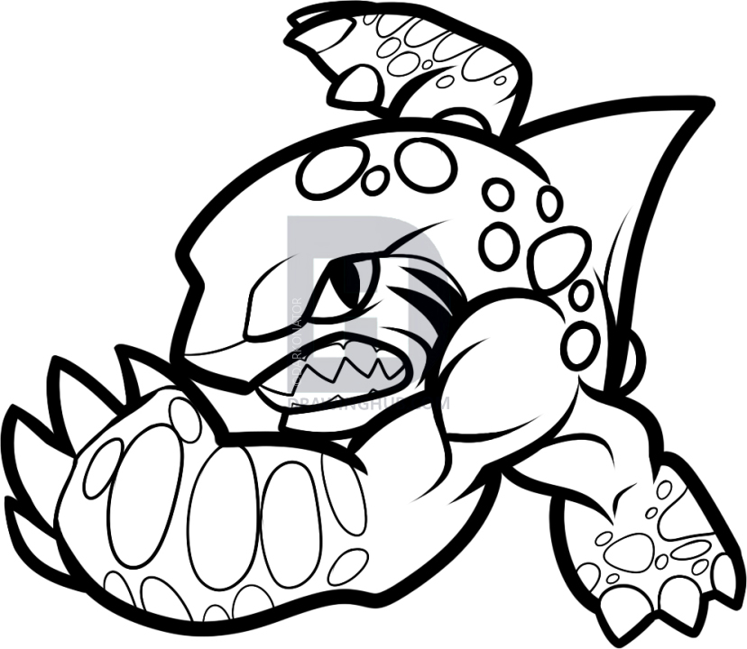 828x720 How To Draw Terrafin, Skylanders, Step - Skylanders Drawing