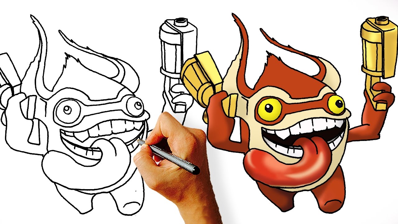 1280x720 How To Draw Trigger Happy From Skylanders - Skylanders Drawing