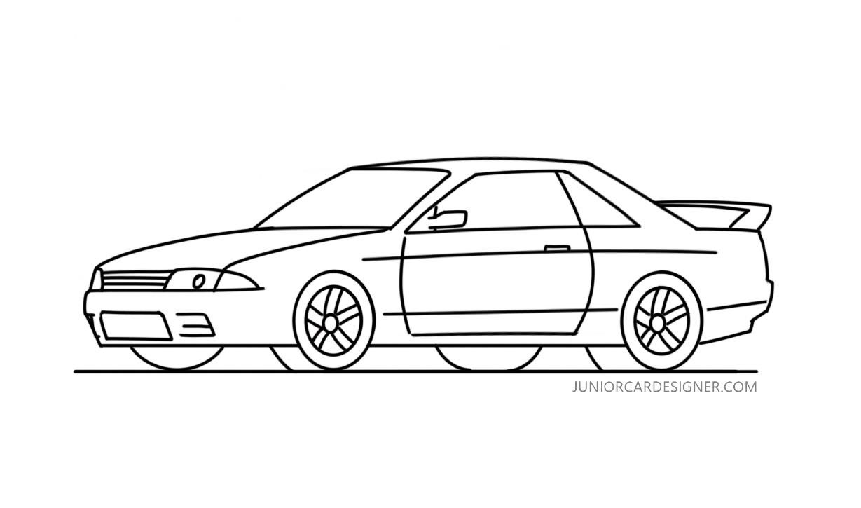 1229x725 How To Draw A Nissan Skyline Gtr In Art Tips And Ideas - Skyline Car Drawing