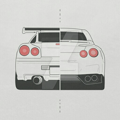 500x500 Nissan Skyline Gt R Nissan Gt R Drawing On We Heart It - Skyline Car Drawing