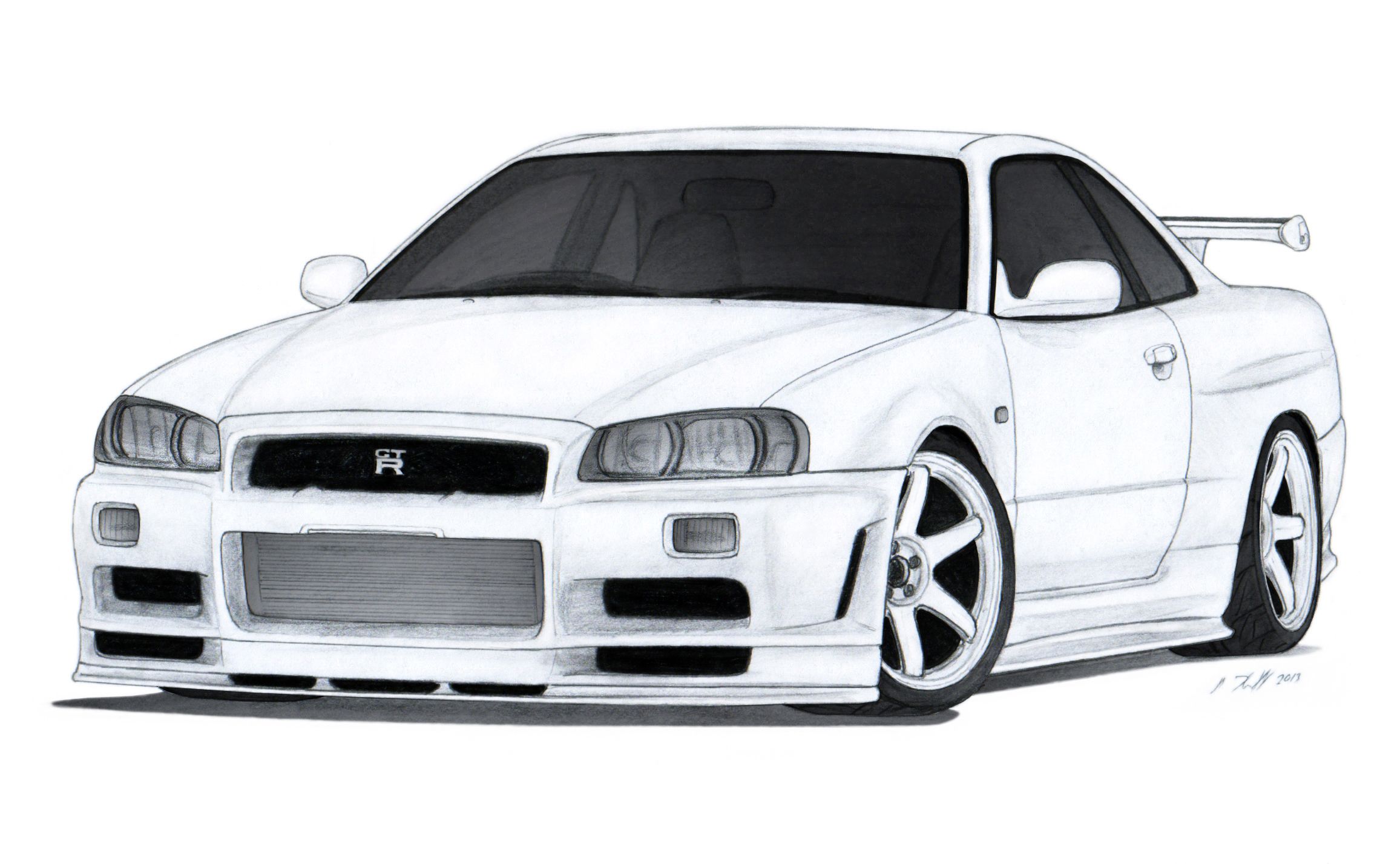 2313x1428 Nissan Skyline Gt R Drawing - Skyline Car Drawing
