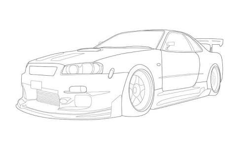 495x297 Drawing Nissan Gtr Skyline, Nissan - Skyline Car Drawing