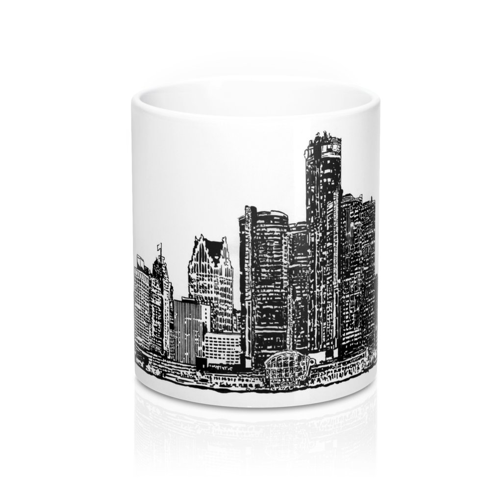 1024x1024 Detroit Skyline Drawing Black White - Skyline Drawing