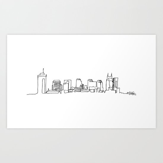 550x550 Nashville Skyline Drawing Art Print - Skyline Drawing