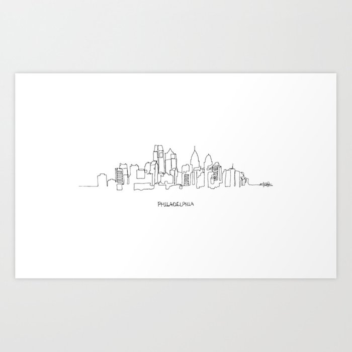 700x700 Philadelphia Skyline Drawing Art Print - Skyline Drawing