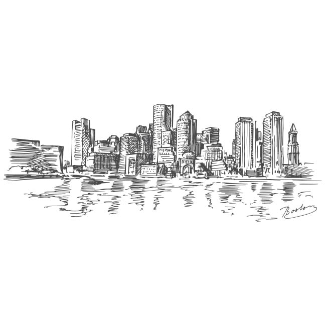 650x650 Vinyl And Stickers Drawing Skyline Boston - Skyline Drawing