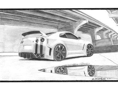 450x344 how to draw a nissan gtr diagram alimy us - Skyline Gtr Drawing