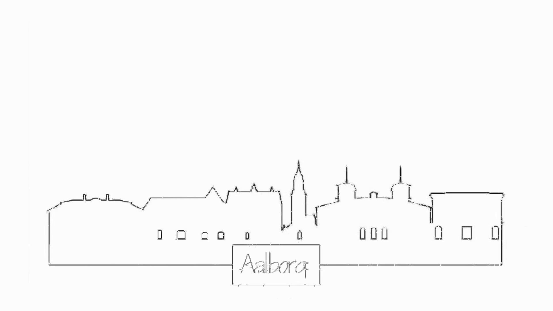 1920x1080 Continuous Line Drawing City Urban Skyline Outline Of Aalborg - Skyline Line Drawing